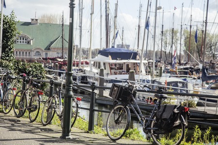 view to Rotterdam city harbour, future architecture concept, bright landscapeの写真素材