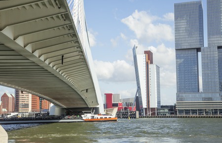 view to Rotterdam city harbour, future architecture concept, bright landscapeの写真素材