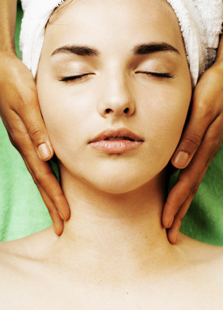 stock photo attractive lady getting spa treatment in salonの写真素材
