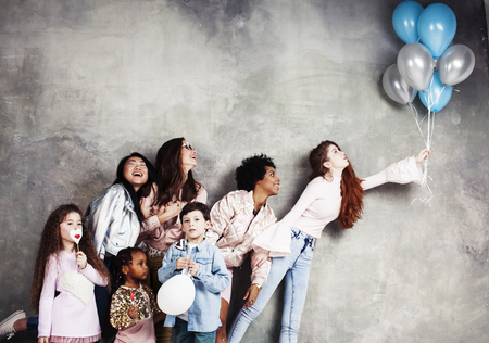 Lifestyle and people concept: young pretty diversity nations woman with different age children...