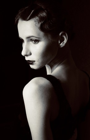 young pretty stylish brunette hipster girl posing emotional isolated on white background happy smiling cool smile, lifestyle people conceptの写真素材