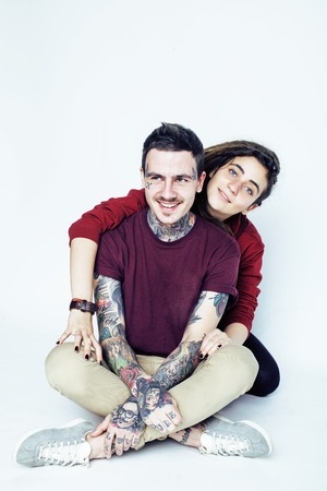 young pretty couple together, lifestyle people concept, boyfrienの写真素材