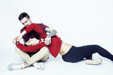 young pretty couple together, lifestyle people concept, boyfrienの写真素材