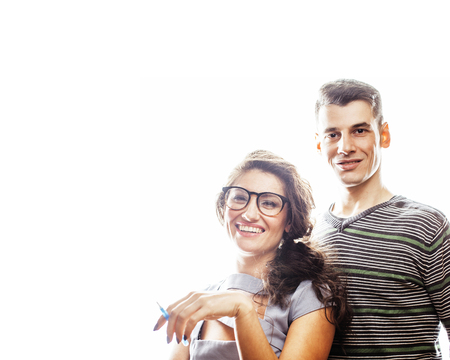 young pretty teenage couple, hipster guy with his girlfriend hapの写真素材