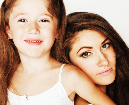 bright picture of hugging mother and daughter happy togetherの写真素材