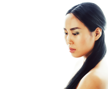 young pretty asian woman close up isolated spa, womans day conceの写真素材