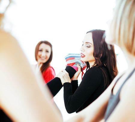 Women doing sport in gym, jumping, healthcare lifestyle people cの写真素材