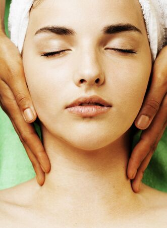 stock photo attractive lady getting spa treatment in salonの写真素材