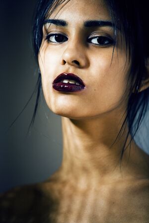 beauty latin young woman in depression, hopelessness look, fashion makeup modernの写真素材