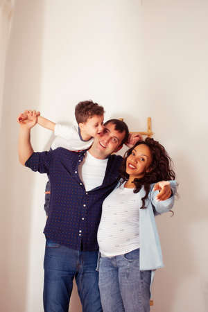 happy smiling family together at home, lifestyle people concept