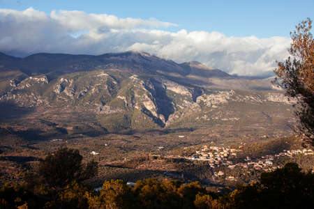tops of mountain landscape in Europe Greece Taygetus