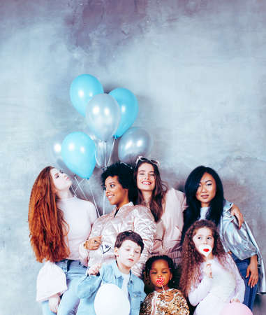 Lifestyle and people concept: young pretty diversity nations woman with different age children...