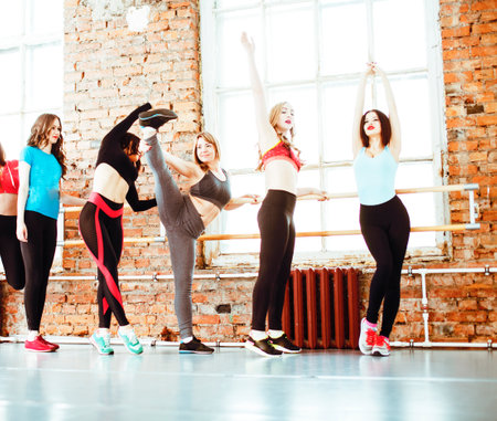 Women doing sport in gym, healthcare lifestyle happy people conceptの写真素材