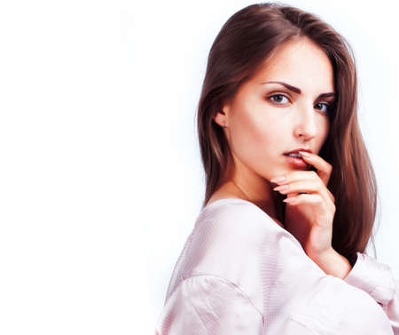 young pretty caucasian woman posing emotional isolated on white background, beauty people lifestyle conceptの写真素材