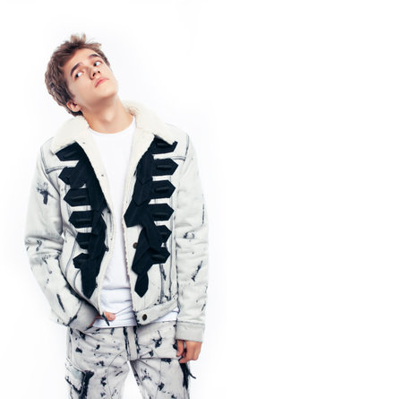 young pretty guy posing emotional cheerful isolated on white background, lifestyle people conceptの写真素材