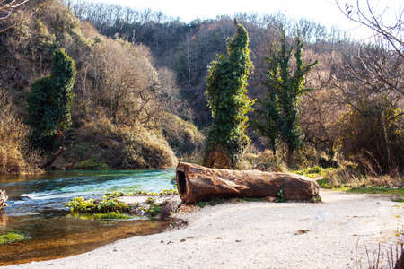beautiful landscape with mountain river in europe, Albaniaの写真素材