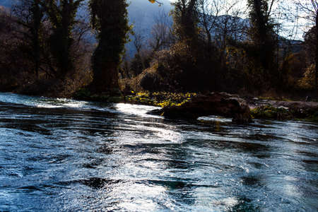 beautiful landscape with mountain river in europe, Albaniaの写真素材