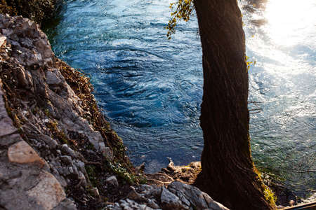 beautiful landscape with mountain river in europe, Albaniaの写真素材