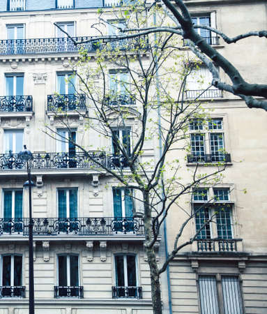 houses on french streets of Paris. citylife concept. regular view