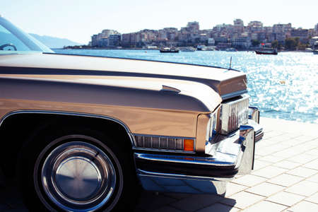 real old fashion cabriolet car at seaside touristic view lifestyle