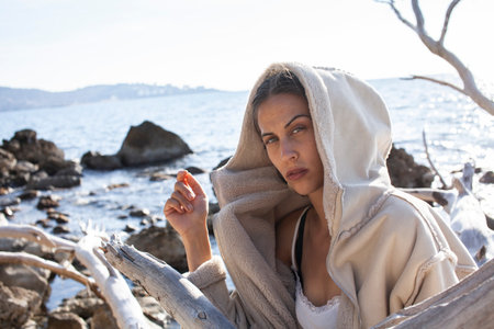 young girl at the beach, lifestyle people conceptの写真素材