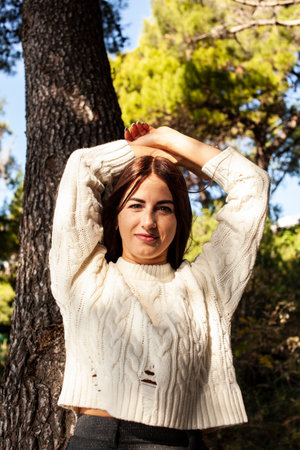 young pretty brunette woman, lifestyle people conceptの写真素材