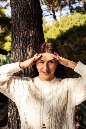 young pretty brunette woman, lifestyle people conceptの写真素材