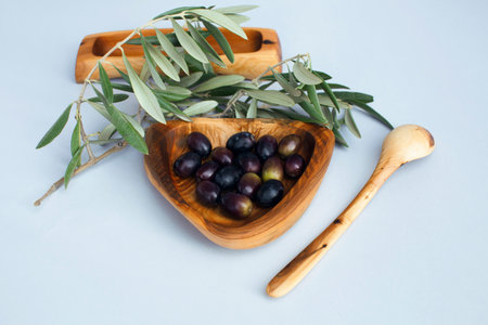 wooden kitchen ware on white background isolatedの写真素材