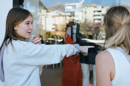 teenage girl outside in city, lifestyle people conceptの写真素材