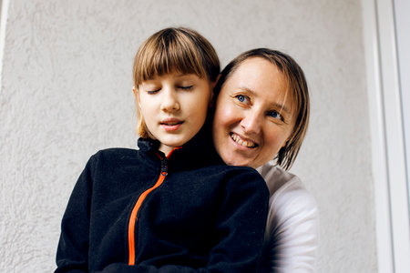 mother with daughter hugging, lifestyle people concept