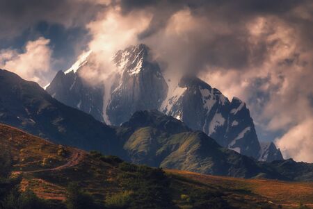 Colorful place in the caucasus mountains. Beautiful outdoor scene