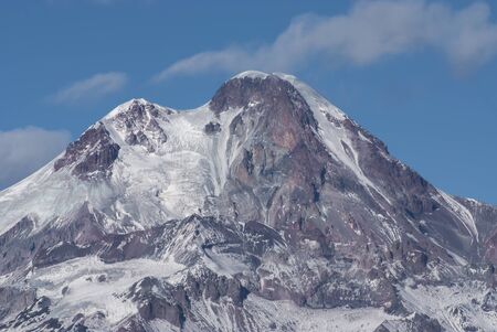 Winter view of Kazbek mountain in Georgiaの写真素材