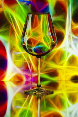 Pattern distortions seen through a glass of water. Still lifeの写真素材