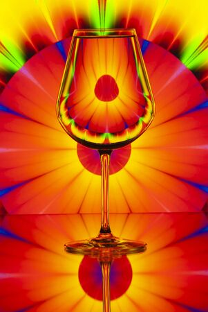 Pattern distortions seen through a glass of water. Still lifeの写真素材