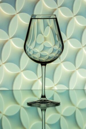 A glass of water faces a beautiful backgroundの写真素材