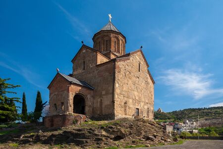 Beautiful view of Metekhi church in Old Town Tbilisi, Georgia