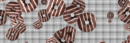 Donuts pattern background, beautiful Holiday and party backdrop concept. 3d illustration.の写真素材
