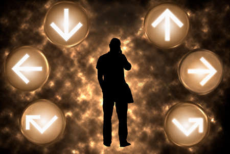 Abstract background with choice concept. decision making, business man choosing alternative strategy direction. 3d illustration.の写真素材
