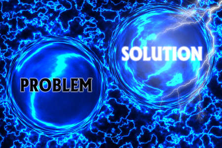 Abstract background with SOLUTION concept. decision making, business man choosing alternative strategy direction. 3d illustration.の写真素材