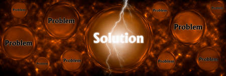 Abstract background with SOLUTION concept. decision making, business man choosing alternative strategy direction. 3d illustration.の写真素材