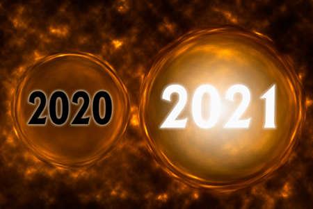 Abstract background with Happy New Year 2021 concept. 3d illustration.