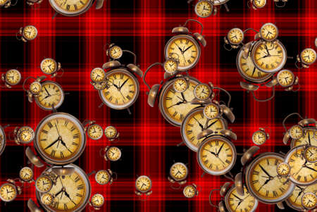 Large set of vintage clock faces. Texture of time, Elegant collection. 3d illustration.
