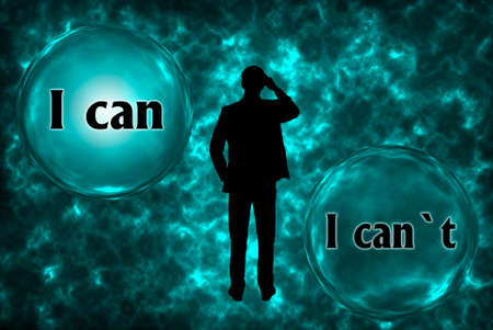 Abstract background with I can, I cant concept. Thinking, Success and Creativity. 3d illustration.の写真素材