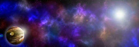 Unknown planet from outer space. Space nebula. Cosmic cluster of stars. Outer space background. 3D Illustration.の写真素材