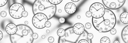 Large set of vintage clock faces. Texture of time, Elegant collection. 3d illustration.の写真素材