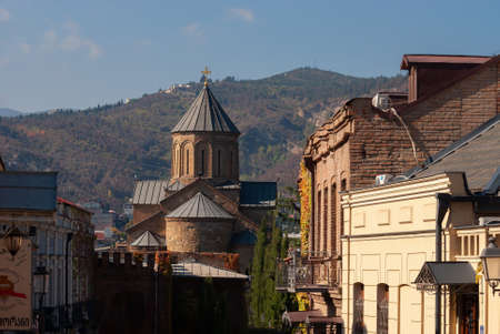 Georgia, Tbilisi - October 23, 2020: Metekhi church in Tbilisi.のeditorial素材