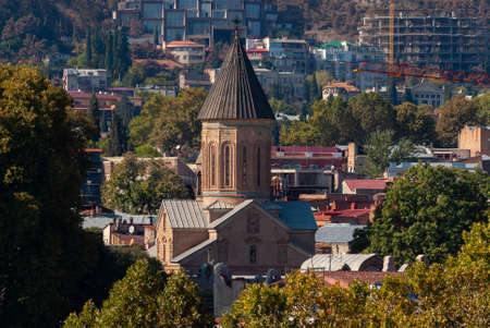 Georgia, Tbilisi - October 23, 2020: Evening View Of Tbilisi At Colorful Sunset, Georgia. Beautiful...