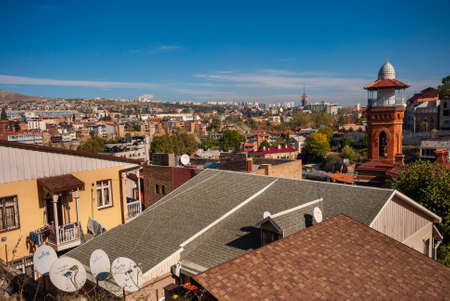 Georgia, Tbilisi - October 23, 2020: Evening View Of Tbilisi At Colorful Sunset, Georgia. Beautiful Old town at sunset.のeditorial素材
