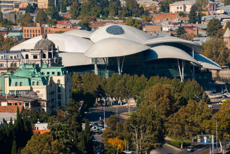 Georgia, Tbilisi - October 23, 2020: Modern building of Ministry of Justice and the Civil Registry Agency in the center of Tbilisi.のeditorial素材