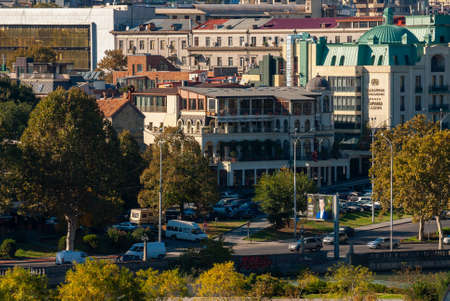 Georgia, Tbilisi - October 24, 2020: Evening View Of Tbilisi At Colorful Sunset, Georgia. Beautiful Old town at sunset.のeditorial素材